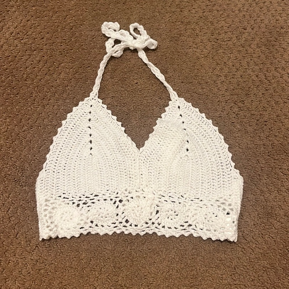 white knit, see through, beach cover up top